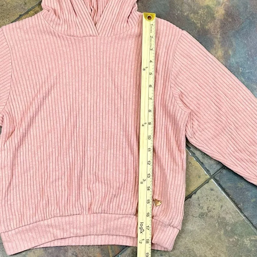 H&M Girls Pink Waffle Hoodie 7